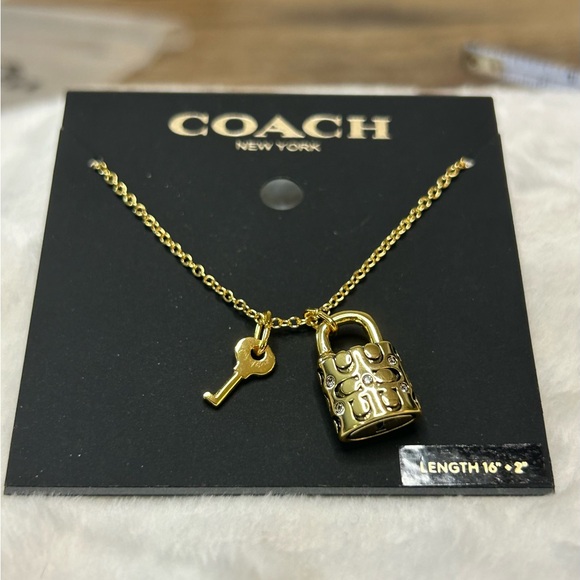 COACH Quilted Padlock Key Necklace - Picture 2 of 7